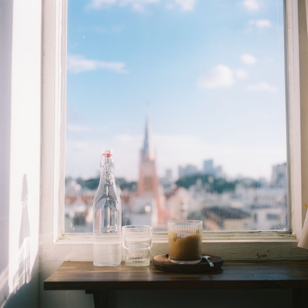 Morning light in a cosy bakery
