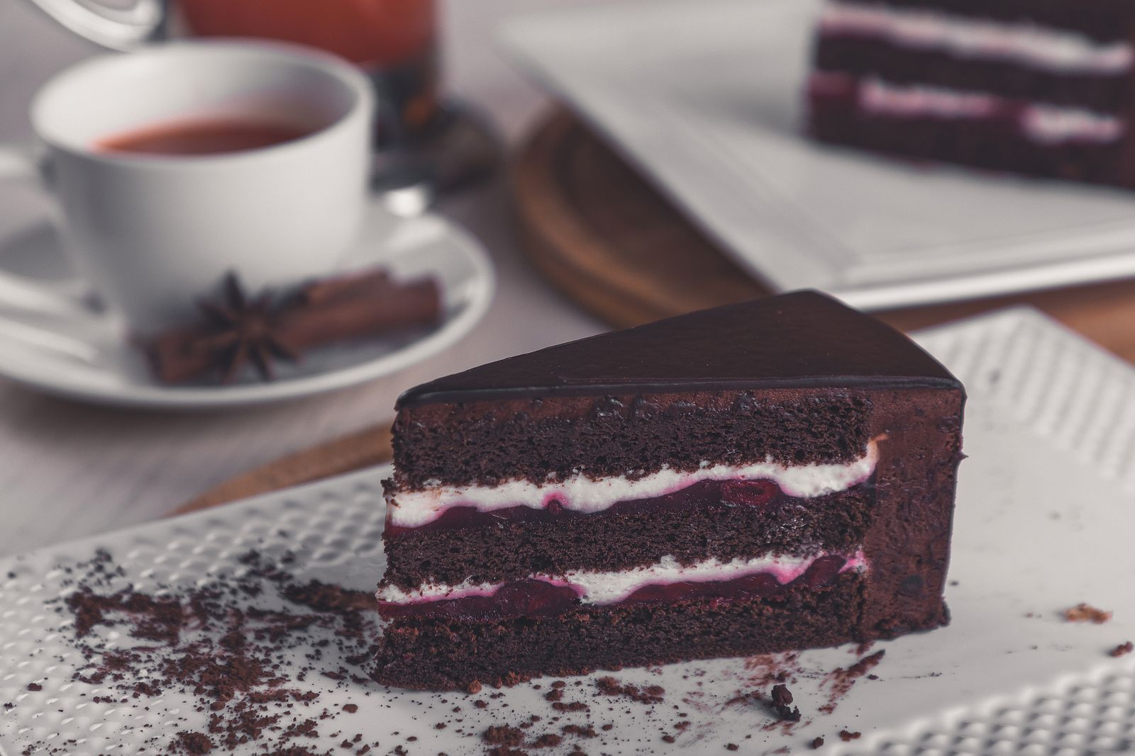 A slice of homemade cake on a plate